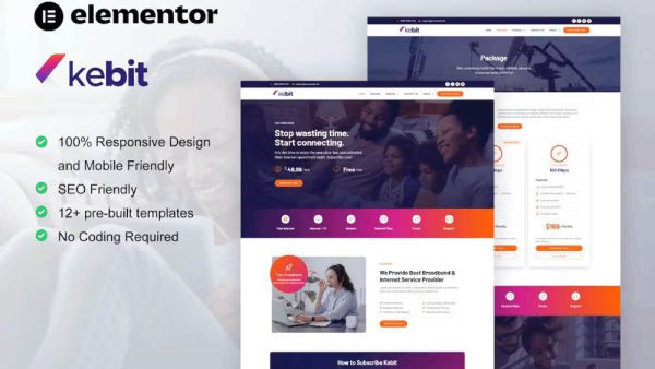 Kebit - Elementor Pro Template Kit for Broadband & Internet Providers