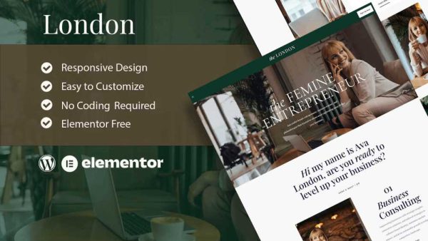 London - Elementor Template Kit for Feminine Business Coaches