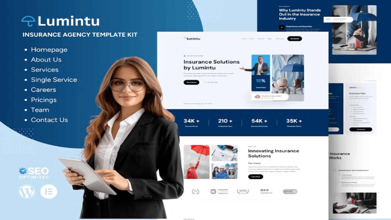 Lumintu – Insurance Agency Elementor Template Kit