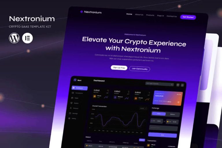 Nextronium - Elementor Template Kit for Crypto SaaS Solutions