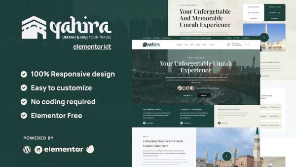 Qahira – Umrah & Hajj Tour Travel Elementor Template Kit