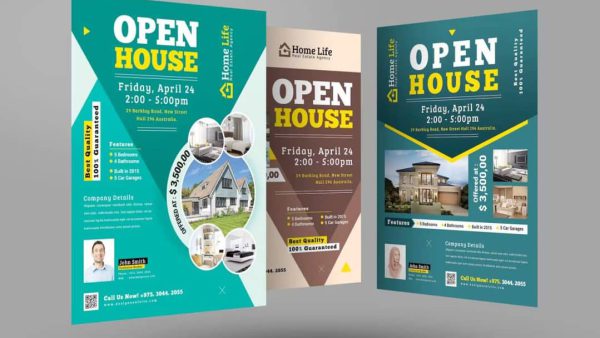 Real Estate Open House Flyers - 4 Editable Design Variations