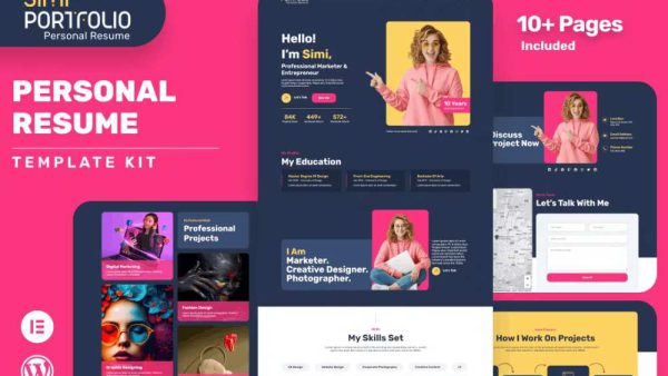 Simi - Personal Portfolio & Resume Elementor Template Kit