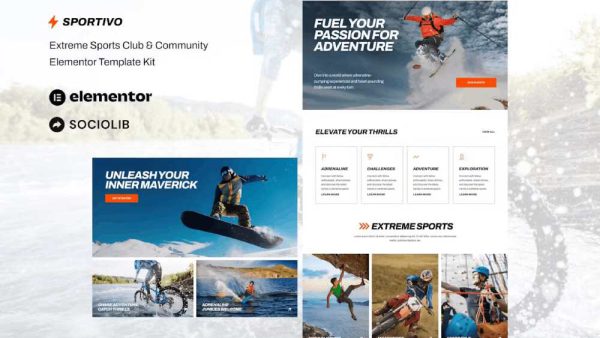 Sportivo - Template Kit for Extreme Sports Club & Community with Elementor