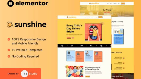 Sunshine - Elementor Template Kit for Cheerful Daycare Centers