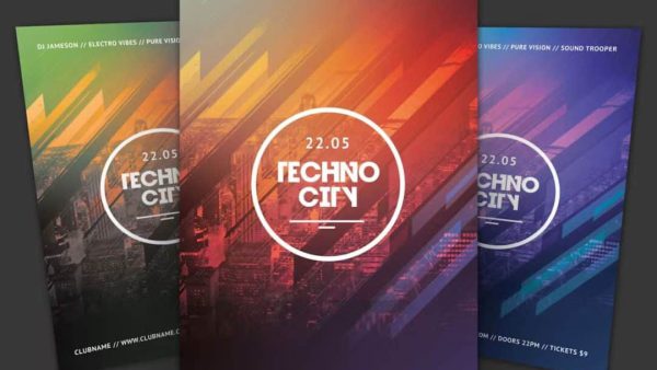 Techno City Flyer: Vibrant PSD Template for Urban Events