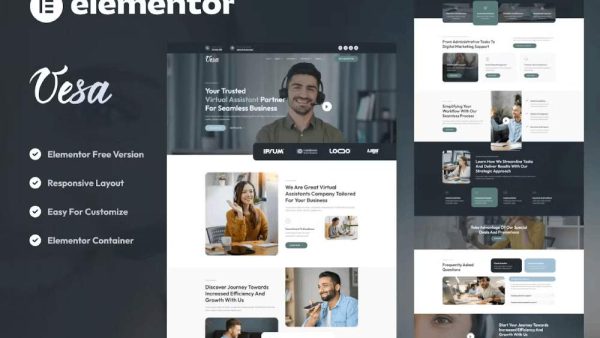 Vesa - Elementor Template Kit for Virtual Assistant Services