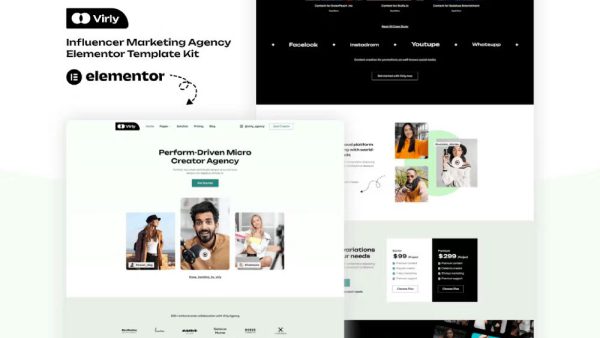 Virly - Elementor Template Kit for Influencer Marketing Agency