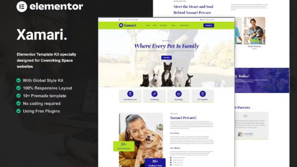 Xamari - Template Kit for Pet Care Services with Elementor