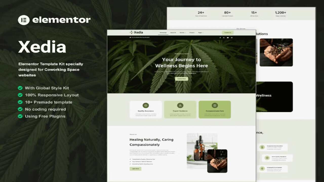 Xedia – Medical Marijuana Elementor Template Kit