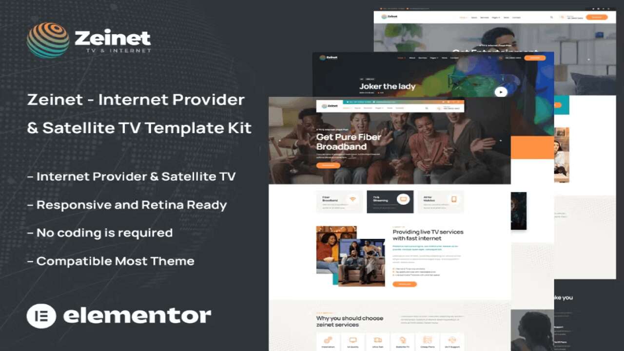 Zeinet – Internet Provider & Satellite TV Elementor Template Kit