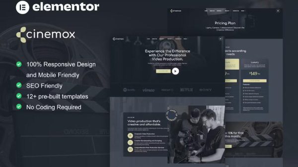 Cinemox - Elementor Pro Template Kit for Video Production Company