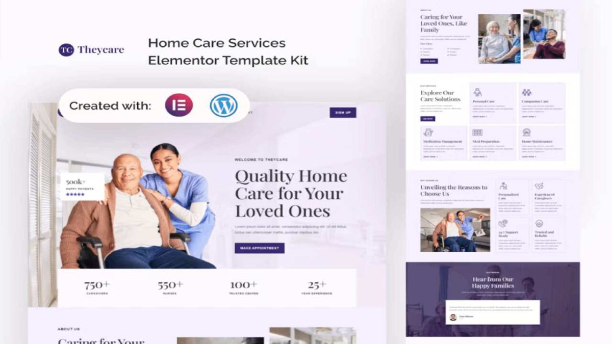 Theycare – Home Care Services Elementor Template Kit