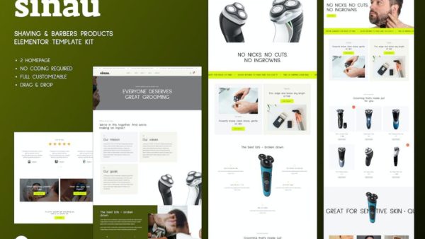 Sinau - Shaving & Barbers Products Elementor Template Kit