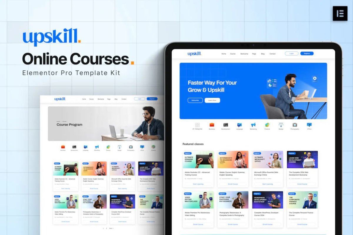 Upskill - Online Course Elementor Pro Template Kit