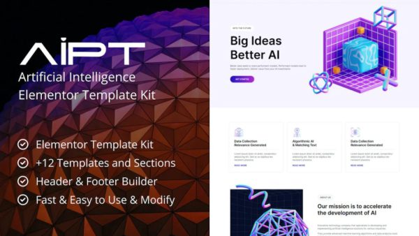 AiPT - Artificial Intelligence Company Elementor Template Kit