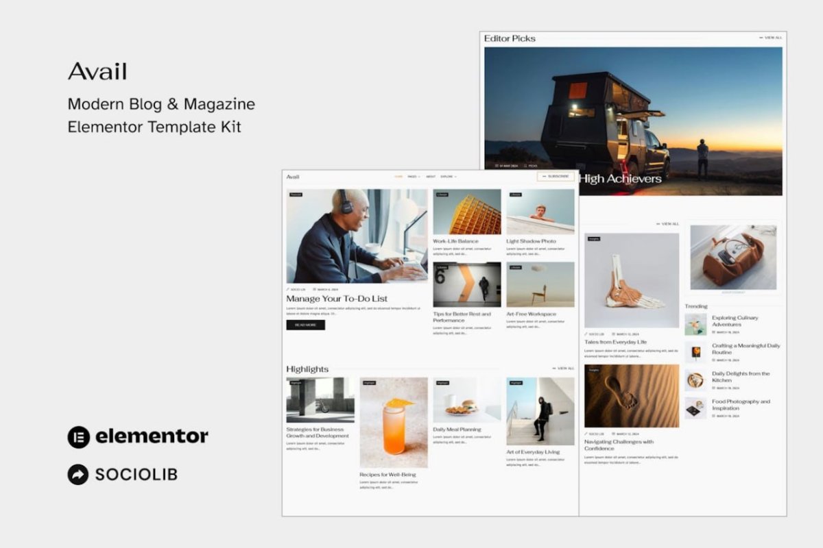 Avail - Modern Blog & Magazine Elementor Template Kit