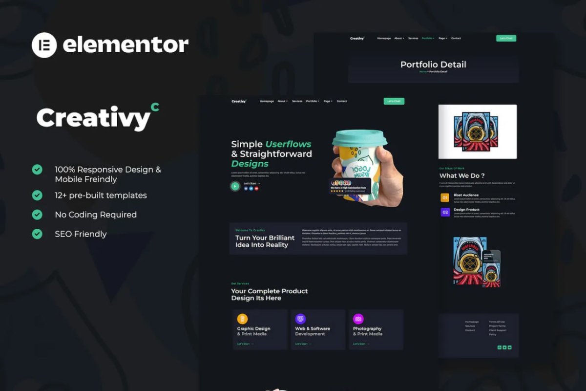 Creativy - Creative Agency & Portfolio Elementor Template Kit