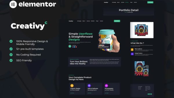 Creativy - Creative Agency & Portfolio Elementor Template Kit