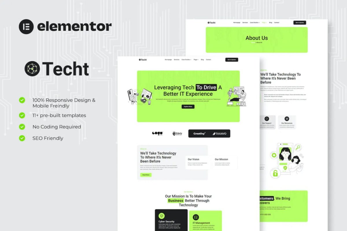 Techt - IT Solutions & Services Company Elementor Template Kit