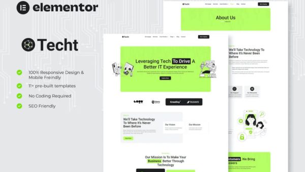 Techt - IT Solutions & Services Company Elementor Template Kit