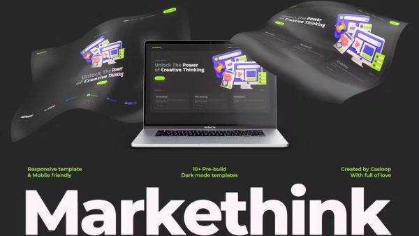 Markethink - Dark Mode Digital Marketing Agency Elementor Template Kit