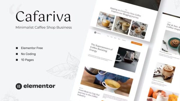 Cafariva - Minimalist Cafe & Coffee Elementor Template Kit