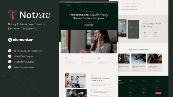 Notrav - Notary Public & Legal Services Elementor Template Kit