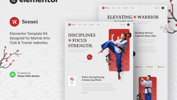 Sensei – Martial Arts Club & Trainer Elementor Template Kit