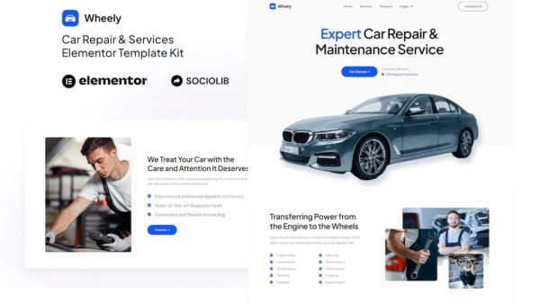 Wheely - Car Repair & Auto Services Elementor Template Kit