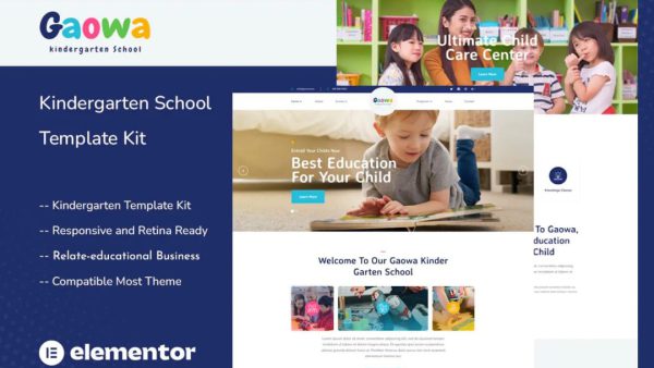 Gaowa - Kindergarten School Elementor Template Kit