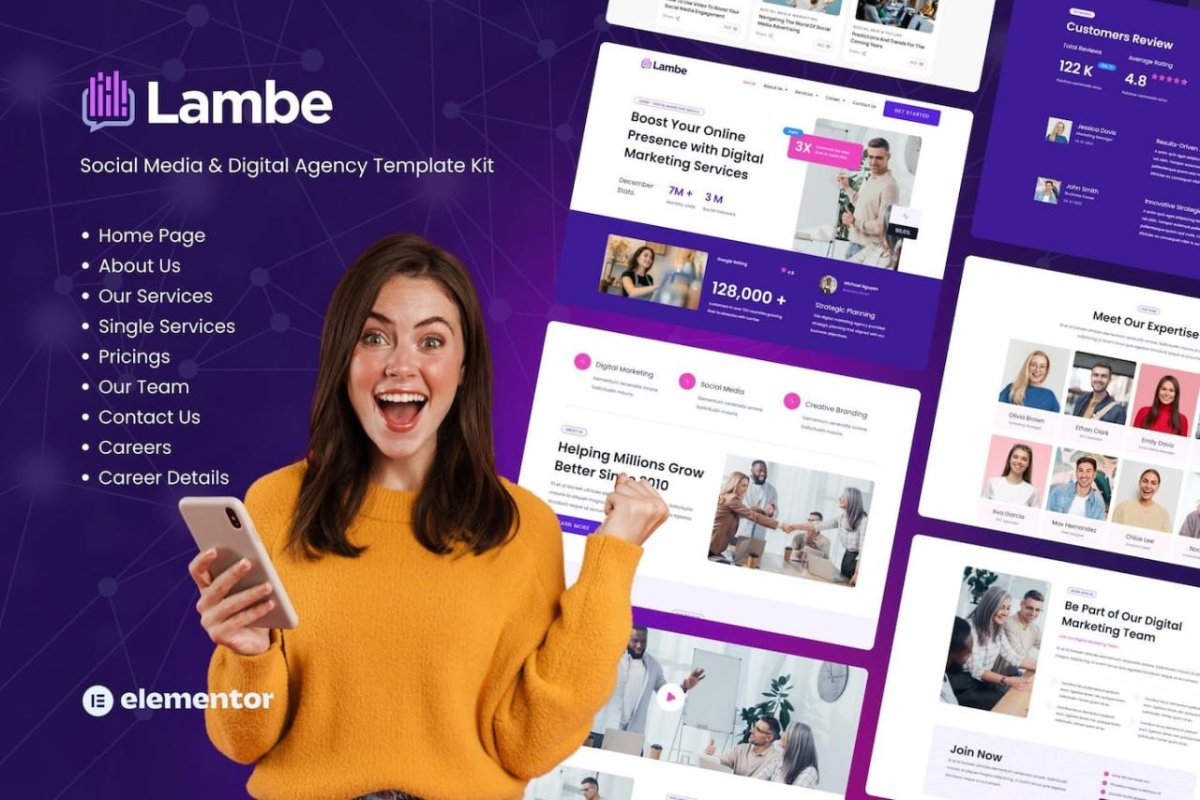 Lambe - Digital Marketing Agency Elementor Template Kits