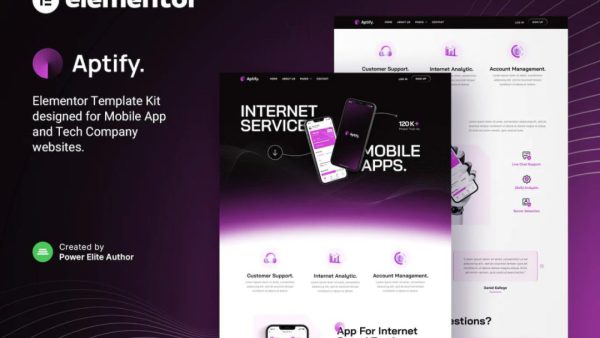 Aptify – Mobile App Landing Page & Tech Company Elementor Template Kit