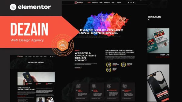 Dezain - Web Design Agency Elementor Pro Template Kit