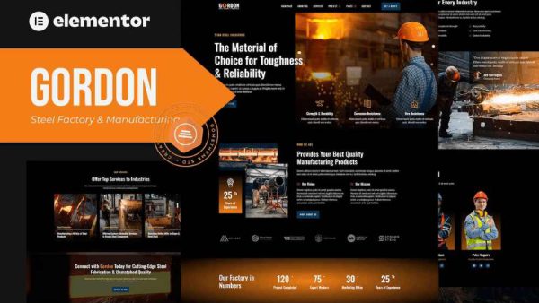 Gordon - Elementor Template Kit for Steel Factory & Industrial Plants