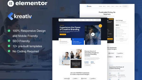 Kreativ - Elementor Template Kit for Digital Agency & Creative Branding