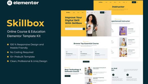 Skillbox Elementor Template Kit for Online Courses & Education