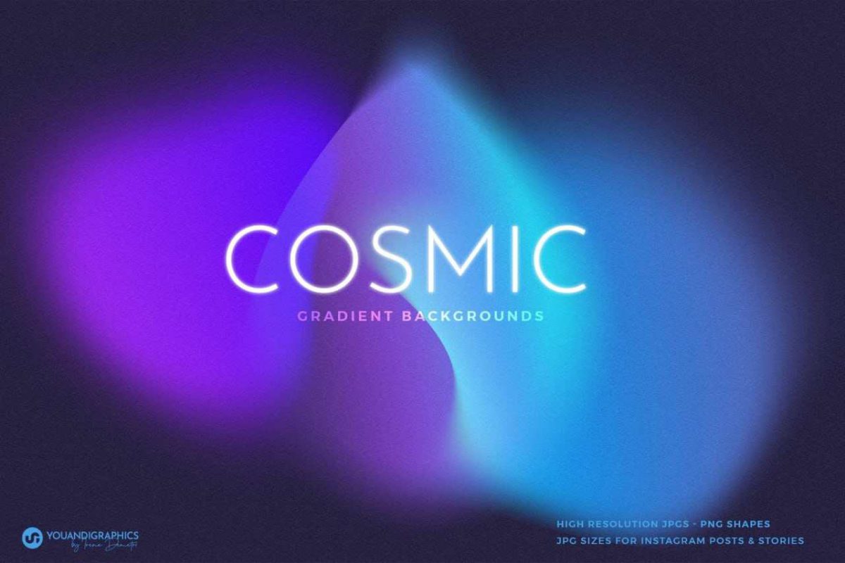 Cosmic Dark Gradient Backgrounds – Abstract JPG & PNG Set