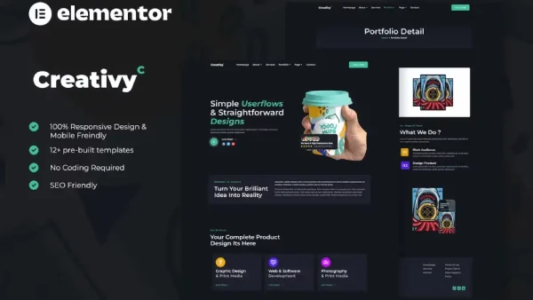 Creativy: Elementor Template Kit for Creative Agency & Portfolio