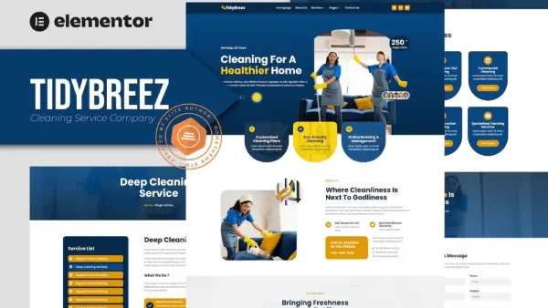 Tidybreez: Elementor Template Kit for Cleaning Service Companies