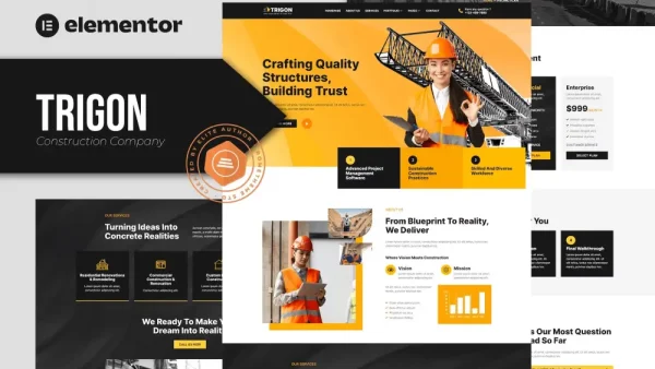 Trigon: Elementor Template Kit for Construction & Building Services