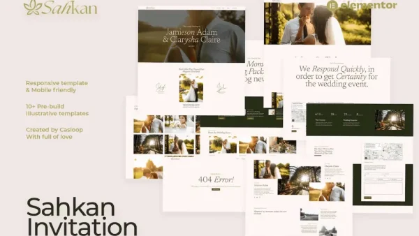 Sahkan: Elementor Template Kit for Wedding Invitations & Galleries