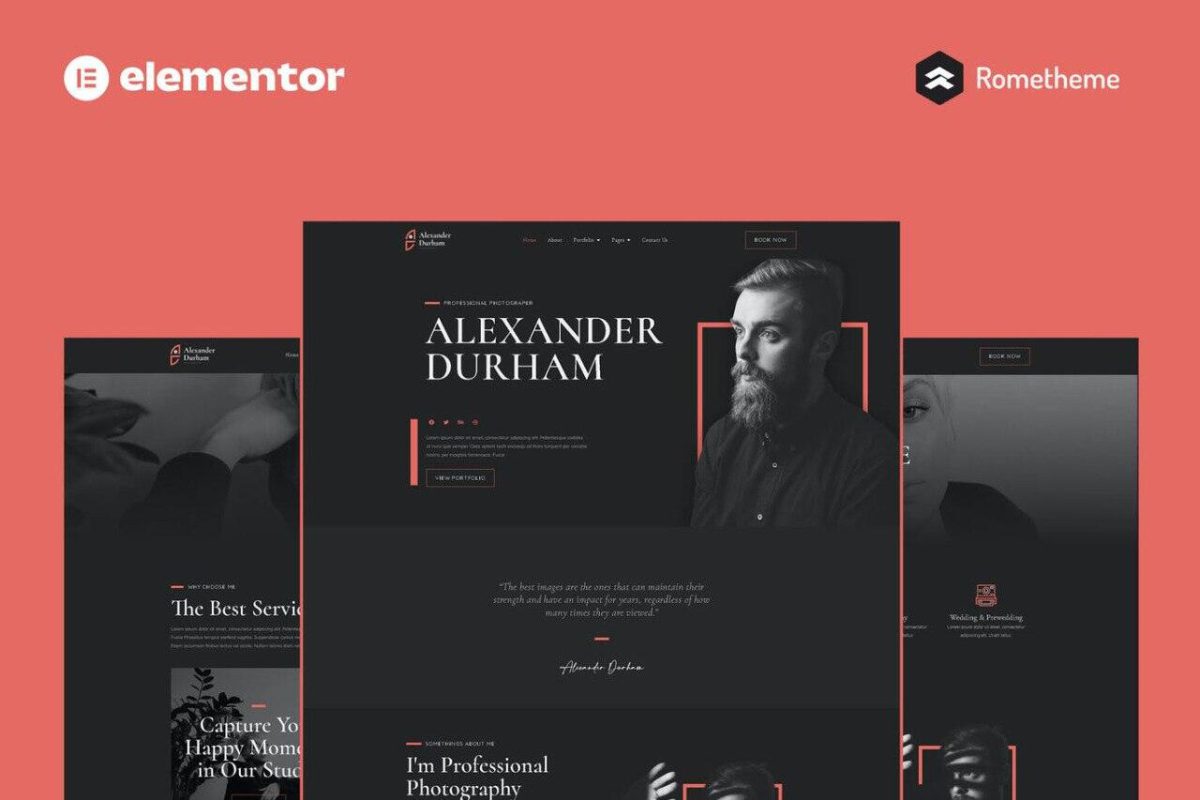 Alexander Durham: Elementor Pro Portfolio Template Kit for Professionals