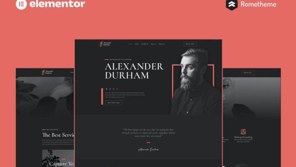 Alexander Durham: Elementor Pro Portfolio Template Kit for Professionals