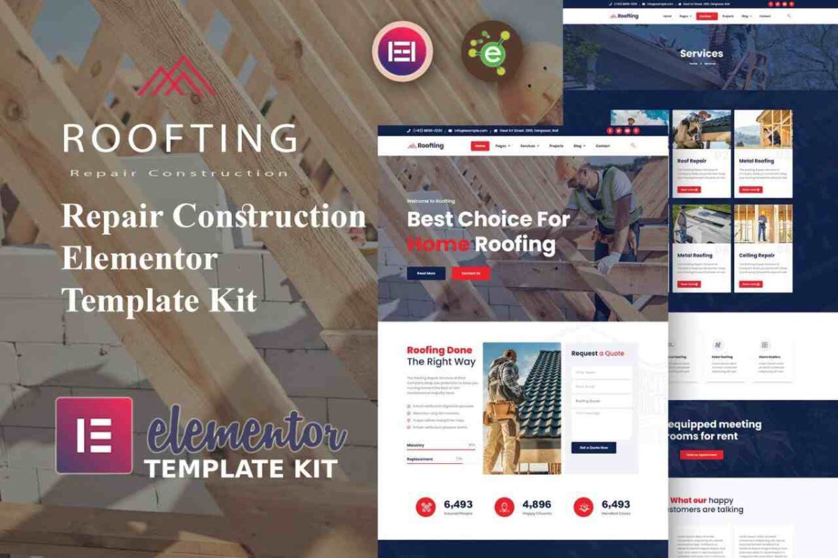 RoofBuild: Elementor Template Kit for Roof Building Elements & Services