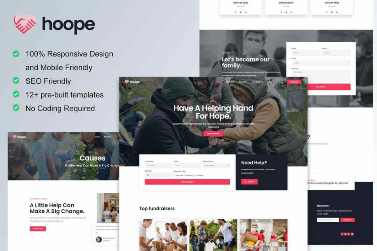 Hoope: Elementor Template Kit for Charity & Donation Websites