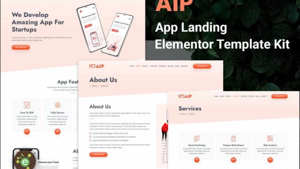 Aip: Elementor Template Kit for App Landing Pages