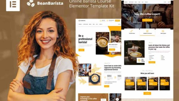 Online Barista: Elementor Template Kit for Coffee Courses & E-Learning