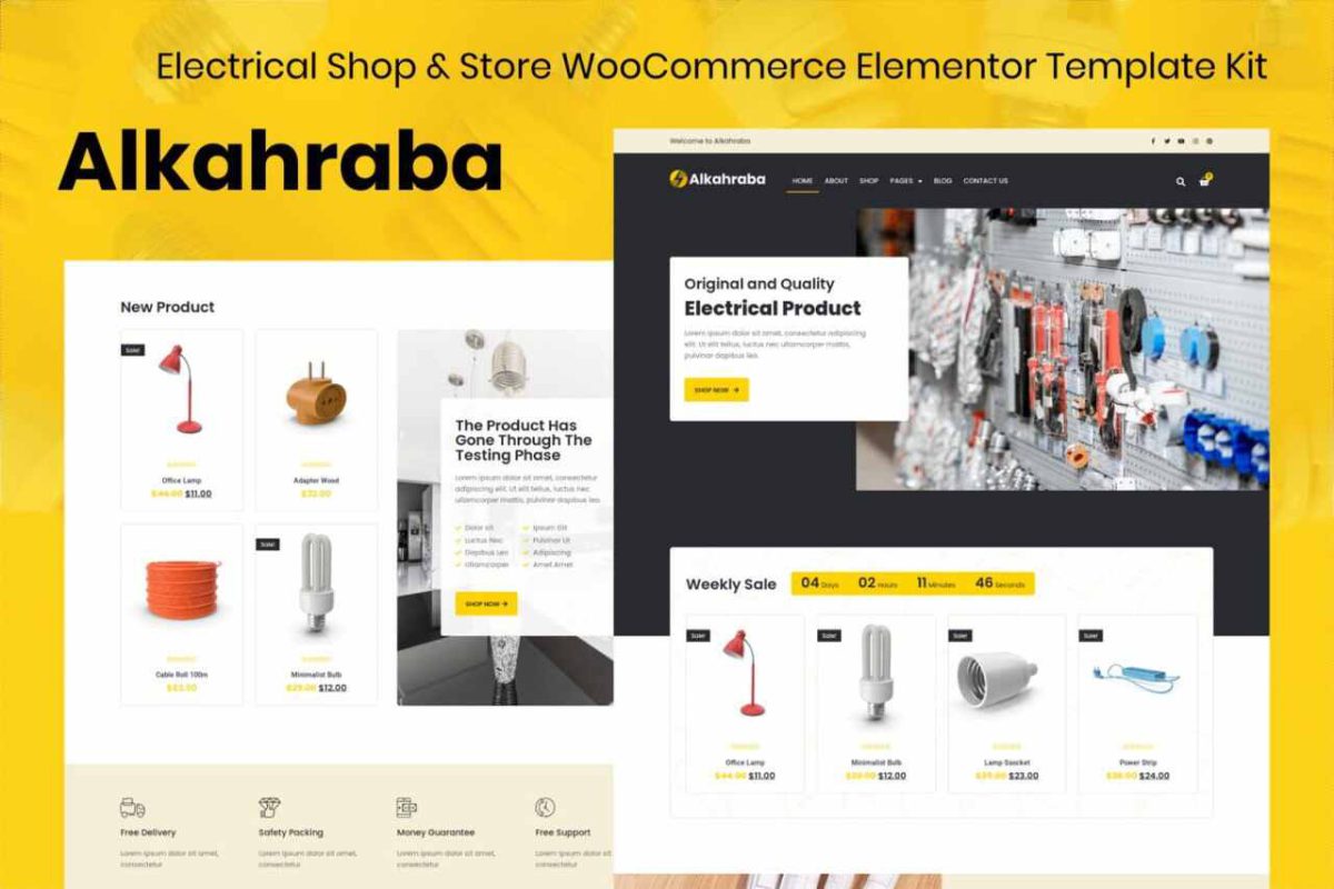 Alkahraba: Elementor Template Kit for Electrical Shops with WooCommerce