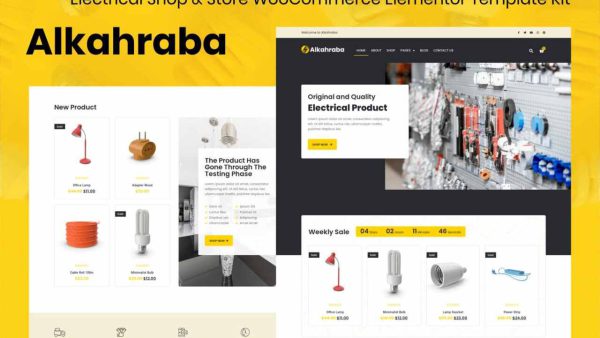 Alkahraba: Elementor Template Kit for Electrical Shops with WooCommerce